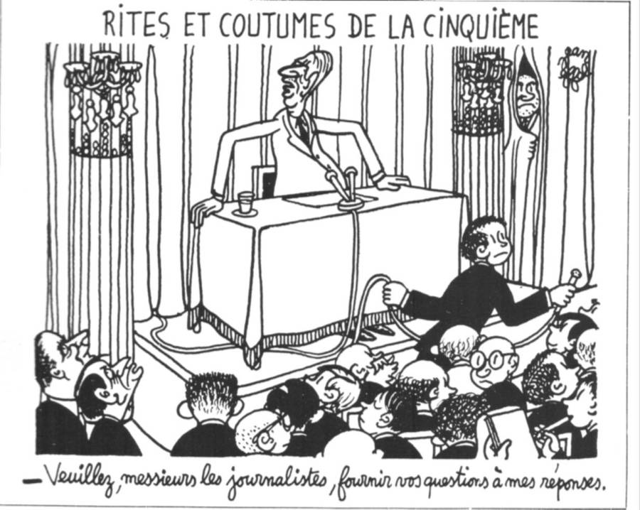 1964 30 janvier L-Express Dessin de Jean Effel De Gaulle conference de presse Veillez fournir vos questions....jpg